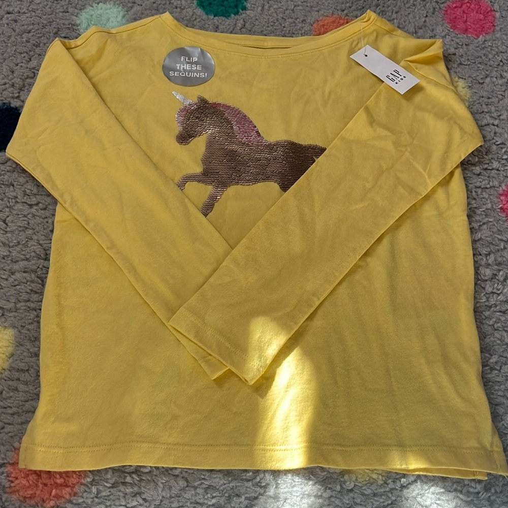 Gap Kids Girls Flippable Unicorn Long Sleeve Shirt